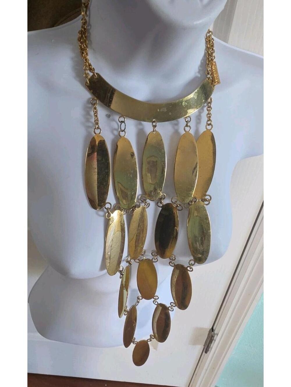 RARE Vintage Givenchy Choker  Bib Necklace 1960's Goldtone. See Pics For Wear.